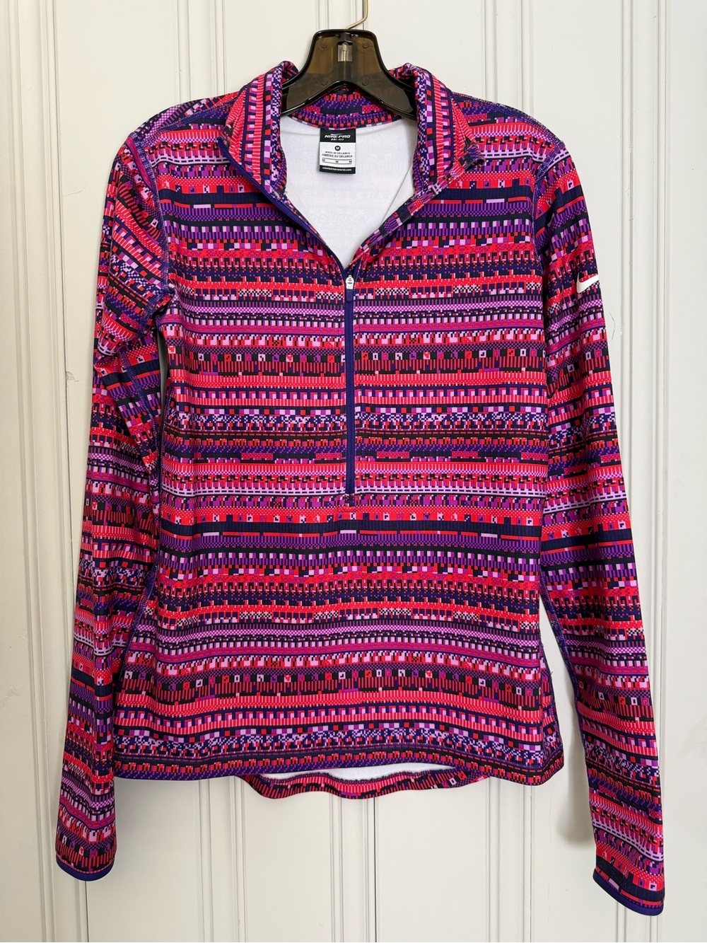 Nike Women's Pink & Purple Patterned Half-Zip Pullover